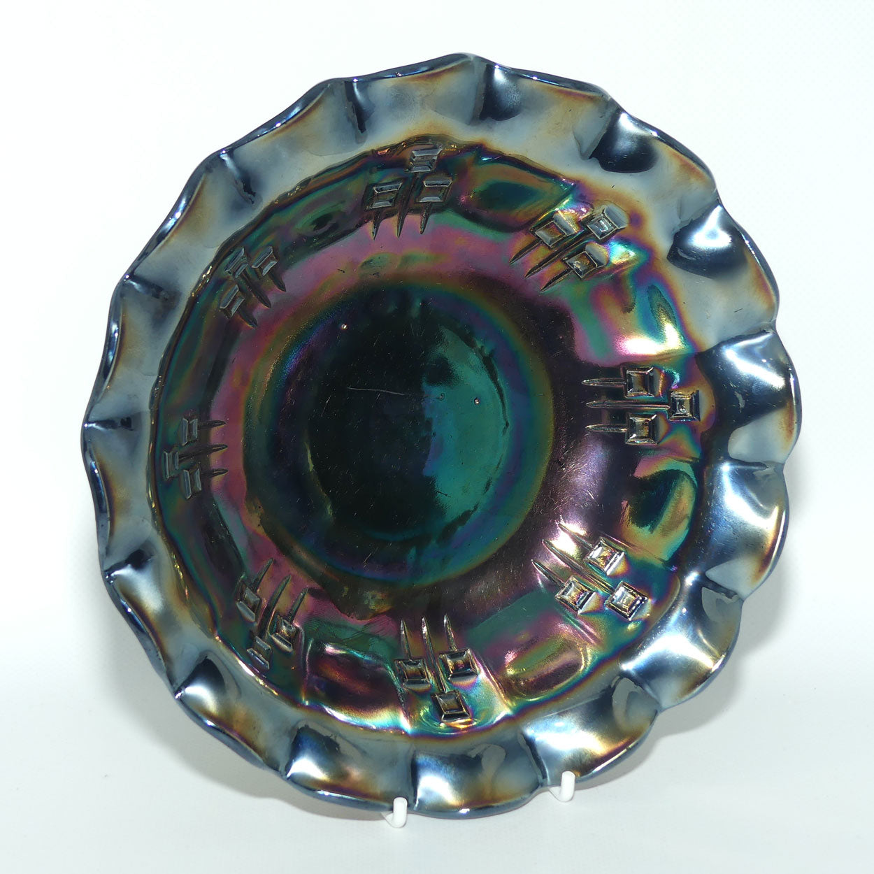 Australian Crown Crystal Amethyst Carnival Glass bowl | Hatpins | 21cm