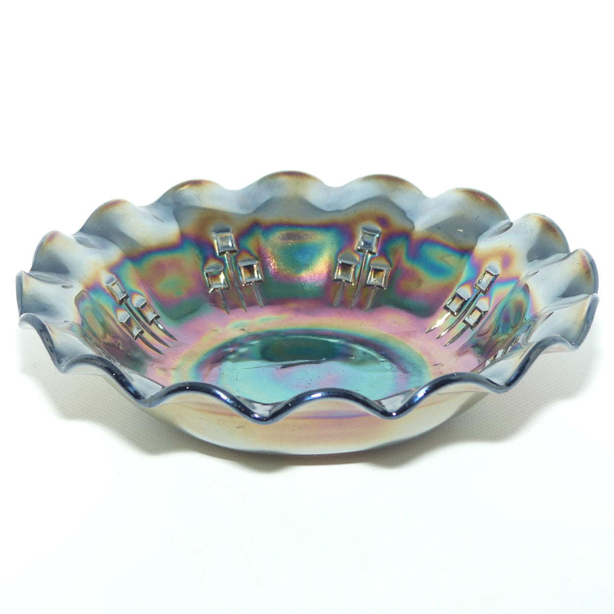 Australian Crown Crystal Amethyst Carnival Glass bowl | Hatpins | 21cm