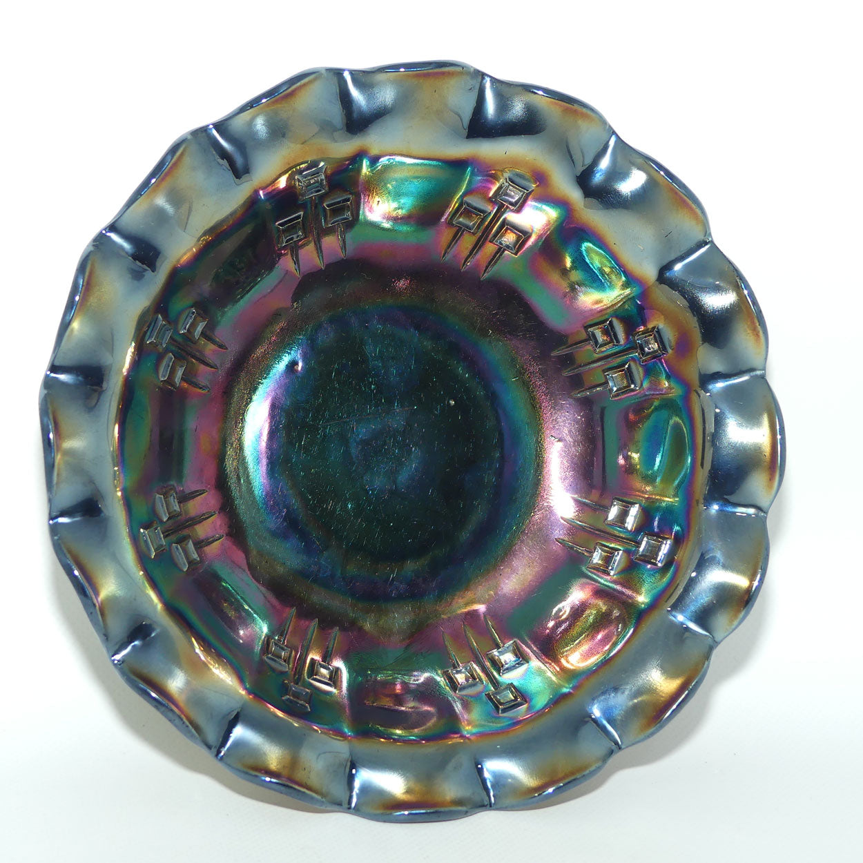 Australian Crown Crystal Amethyst Carnival Glass bowl | Hatpins | 21cm