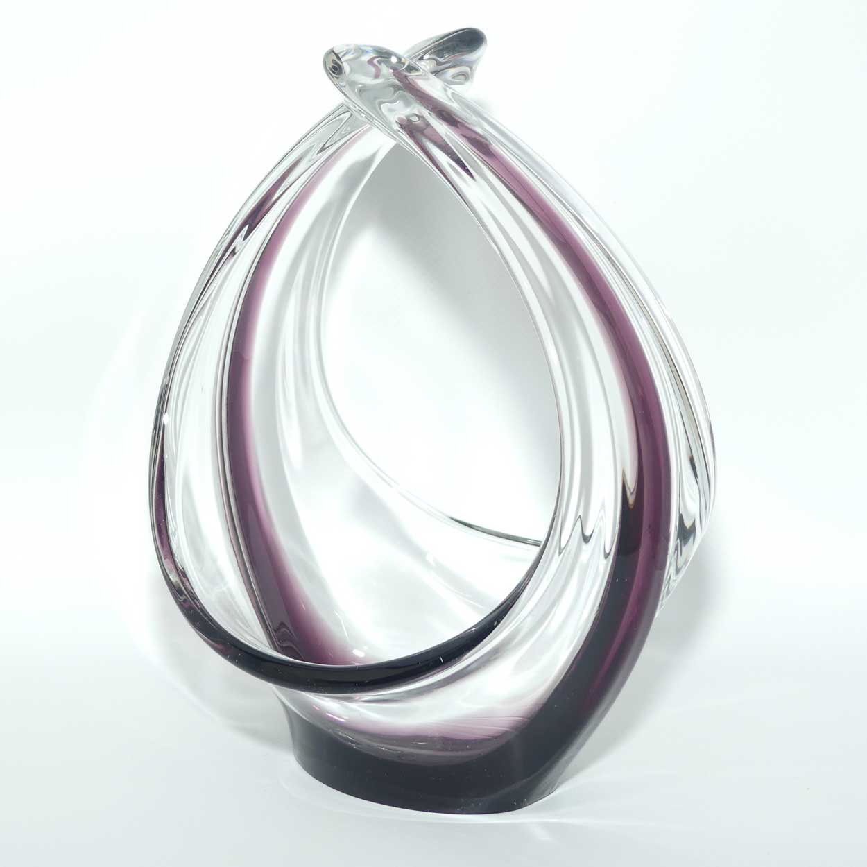 Vintage Art Glass Basket | Amethyst and Clear