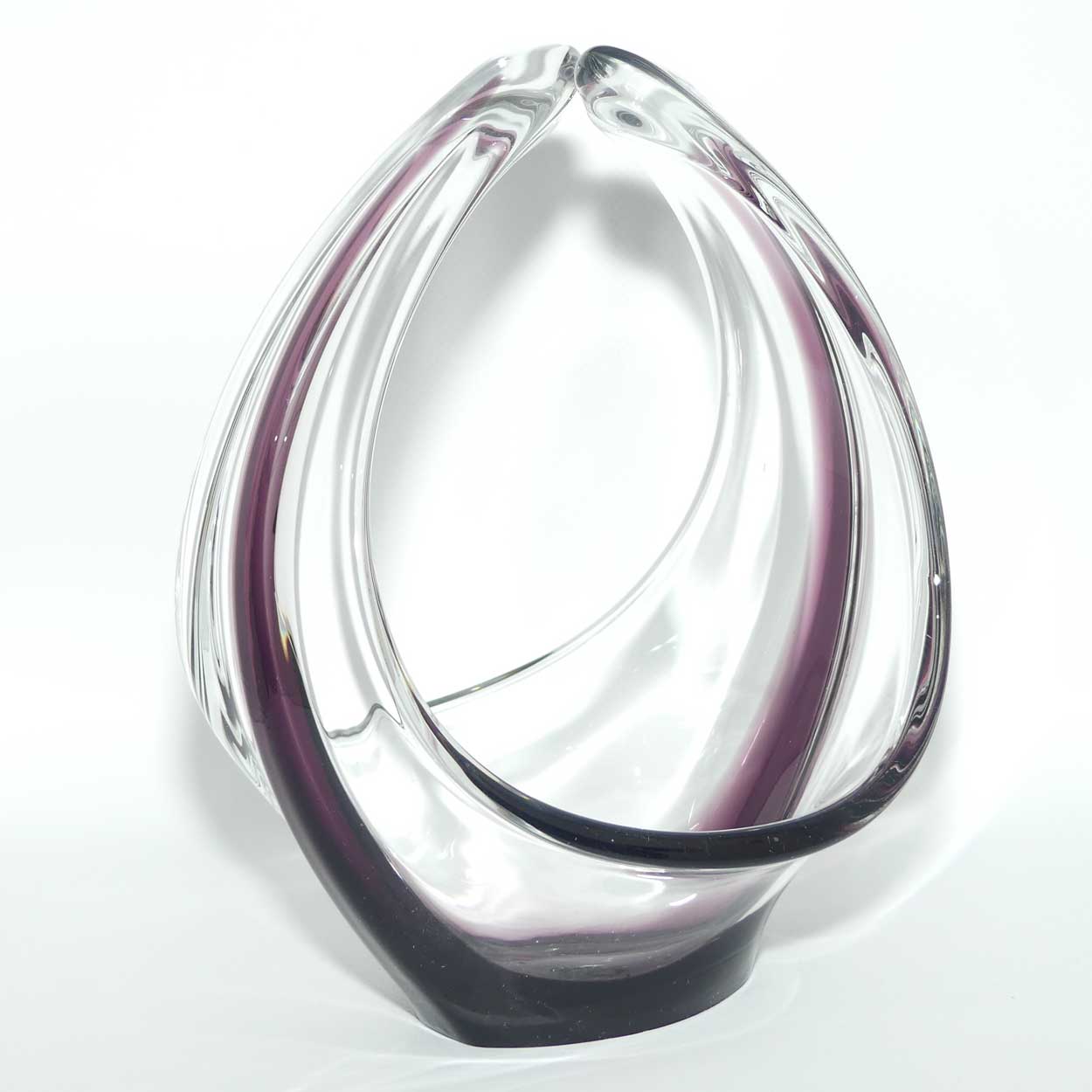 Vintage Art Glass Basket | Amethyst and Clear