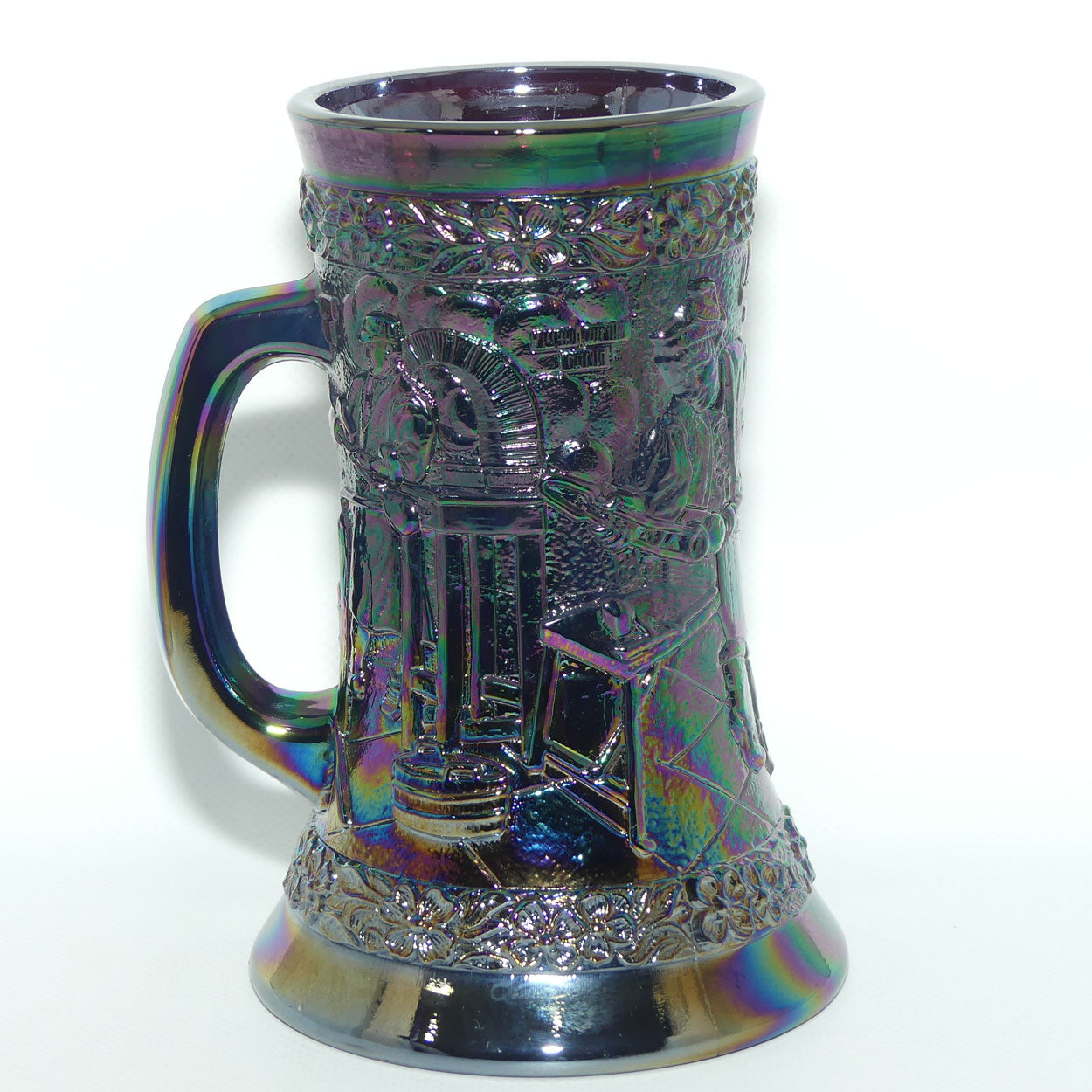 Vintage Fenton Amethyst Carnival Glass tankard | Glass Blower Shop pattern