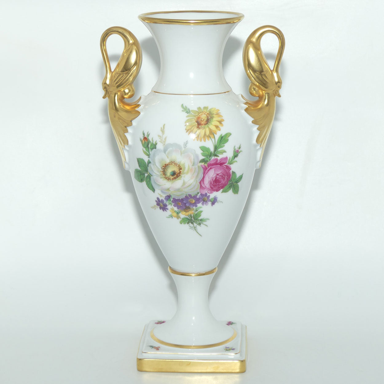 AK Kaiser West Germany Swan Handled Amphora vase | Floral decor