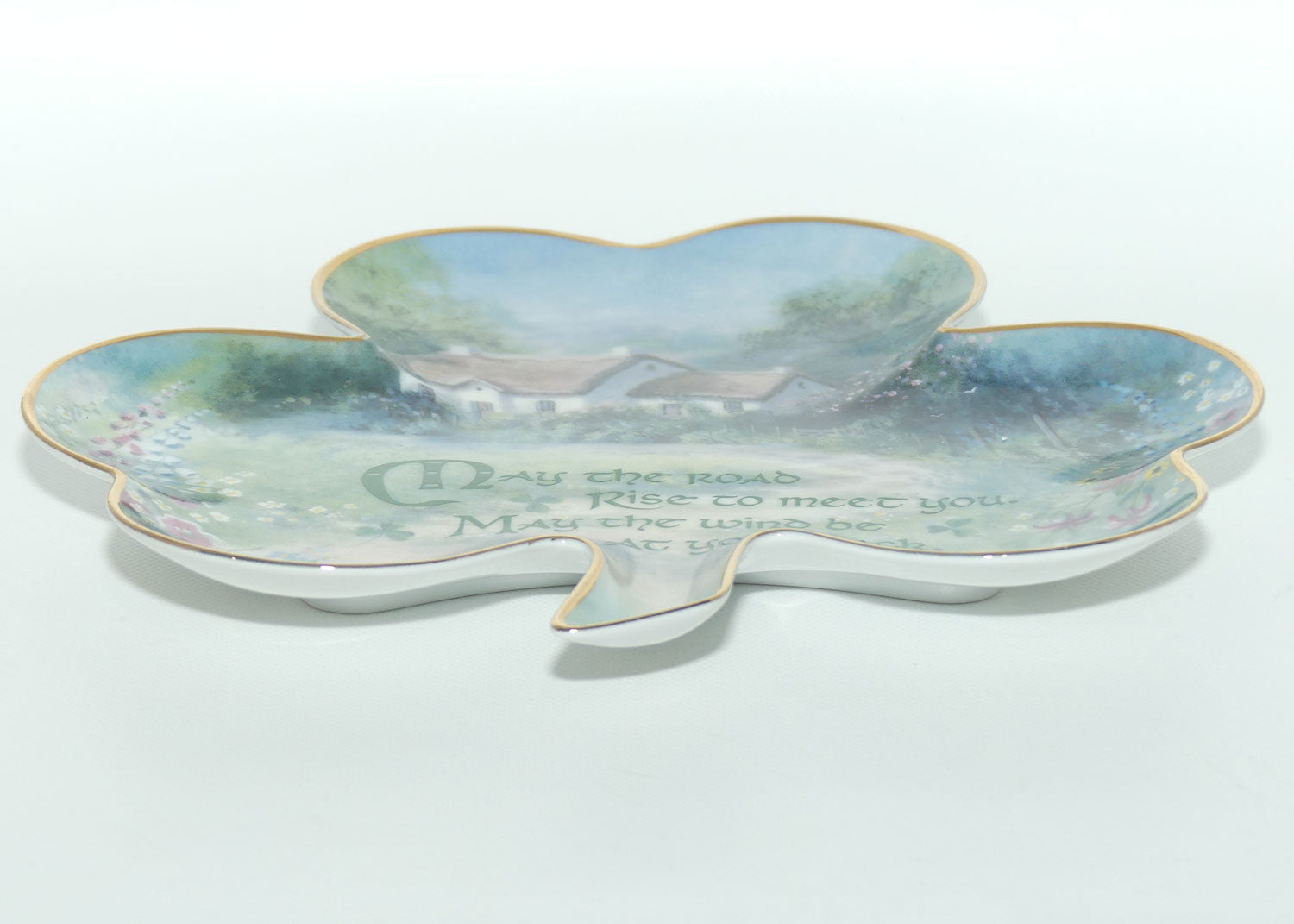 Franklin Mint Heirloom plate | Irish Clover | An Irish Blessing | May the Road Rise to Meet You, May the Wind be at Your Back