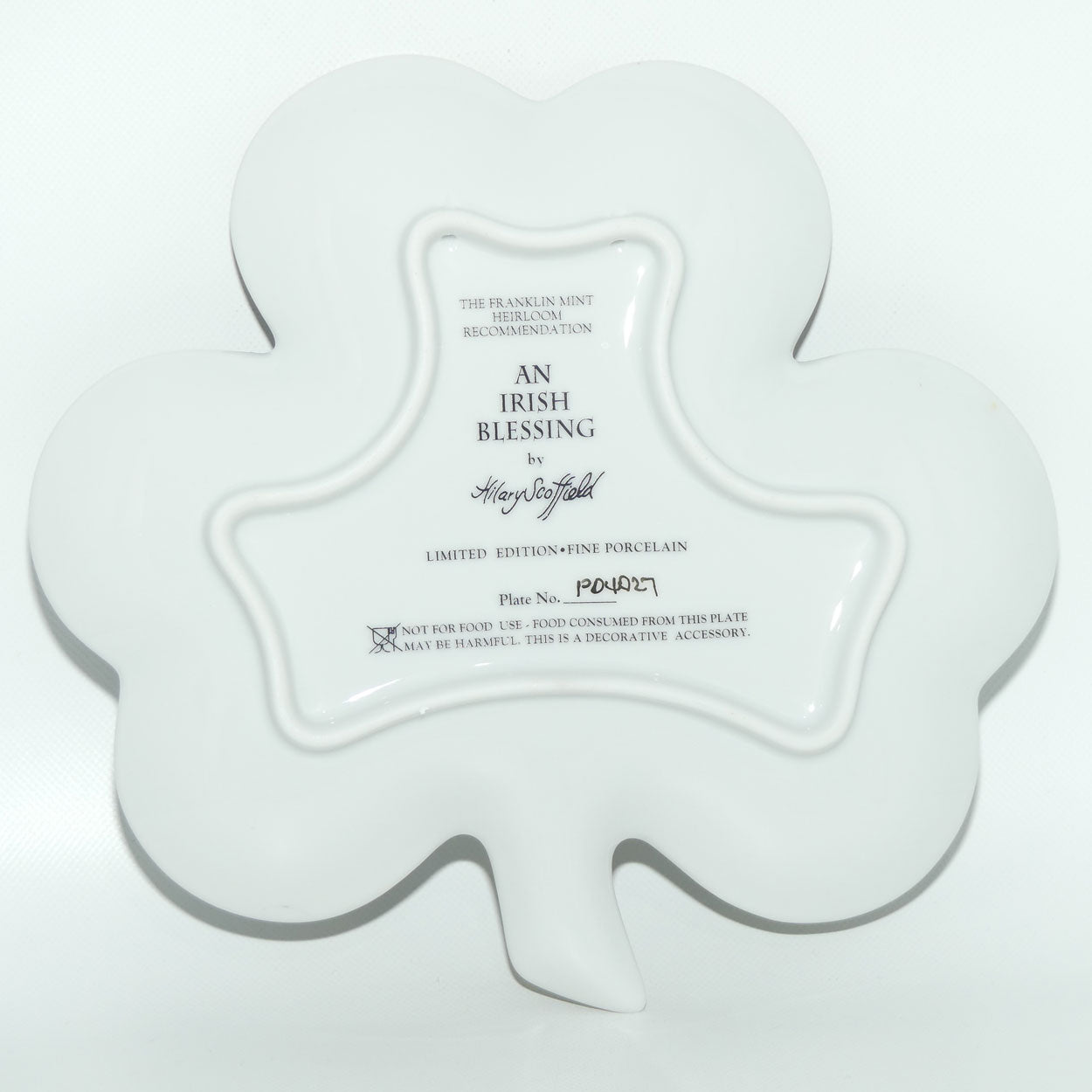 Franklin Mint Heirloom plate | Irish Clover | An Irish Blessing | May the Road Rise to Meet You, May the Wind be at Your Back