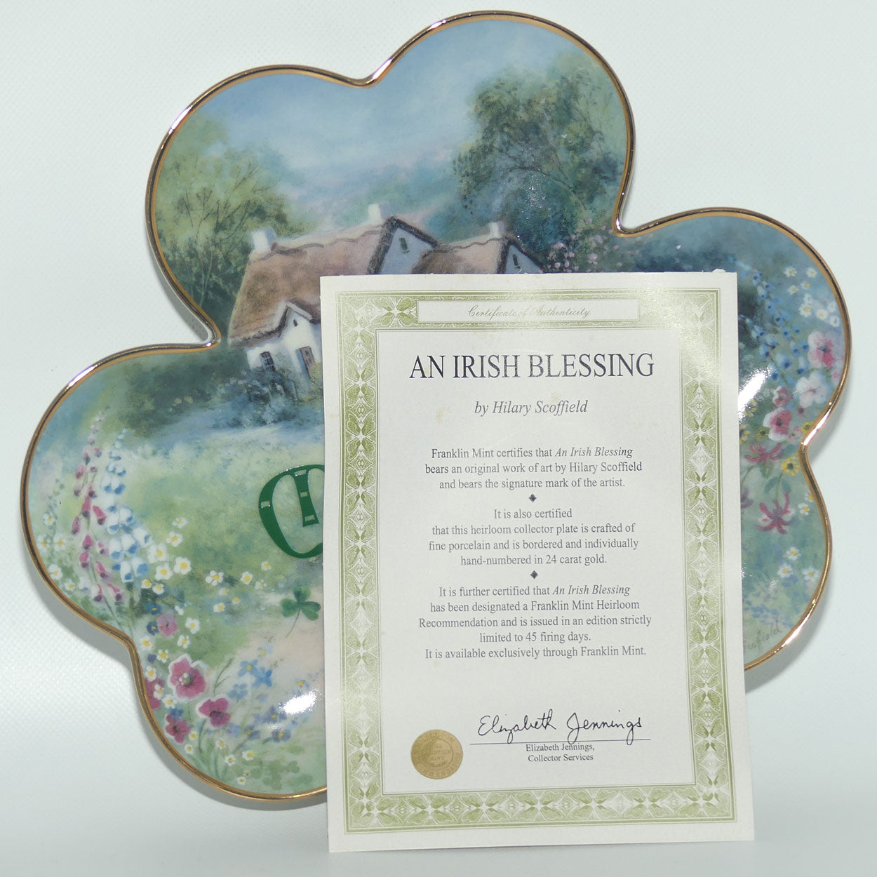 Franklin Mint Heirloom plate | Irish Clover | An Irish Blessing | May the Road Rise to Meet You, May the Wind be at Your Back