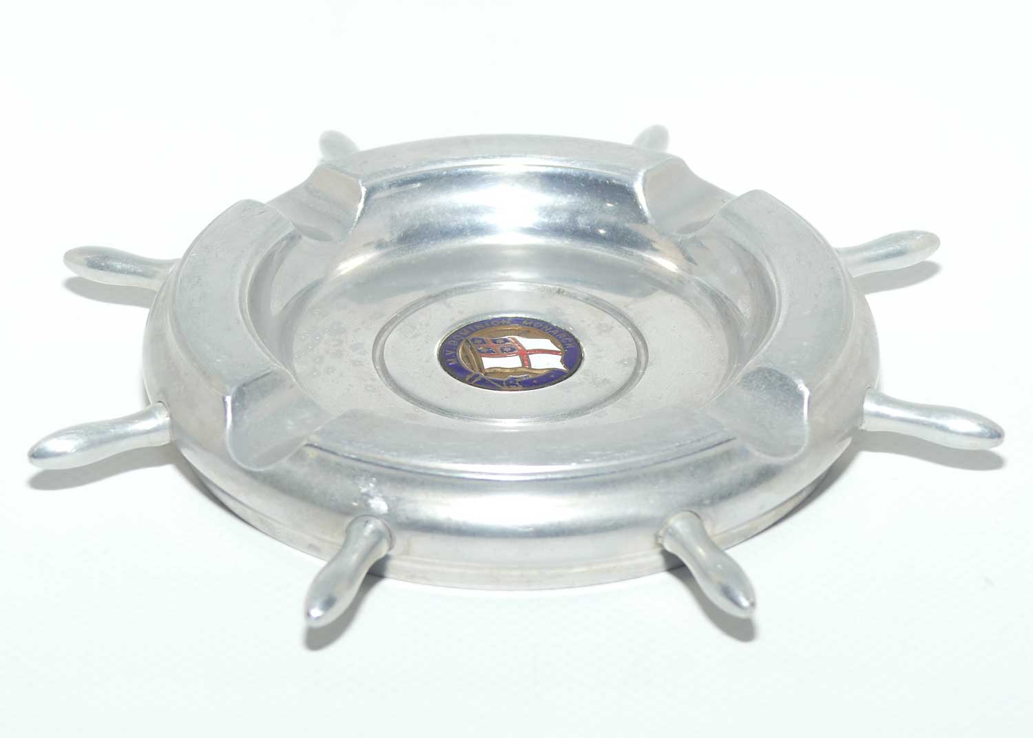 Aluminium Ships Wheel ashtray | Souvenir of MV Dominion Monarch