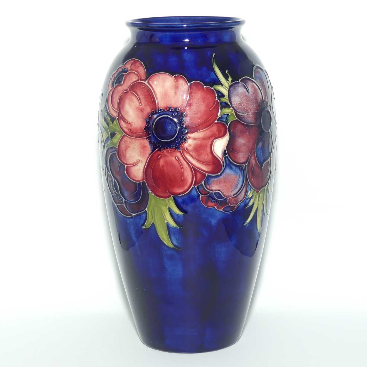 Walter Moorcroft Anemone on Blue ground tall cylinder 393/10 vase | c.1960 | #3