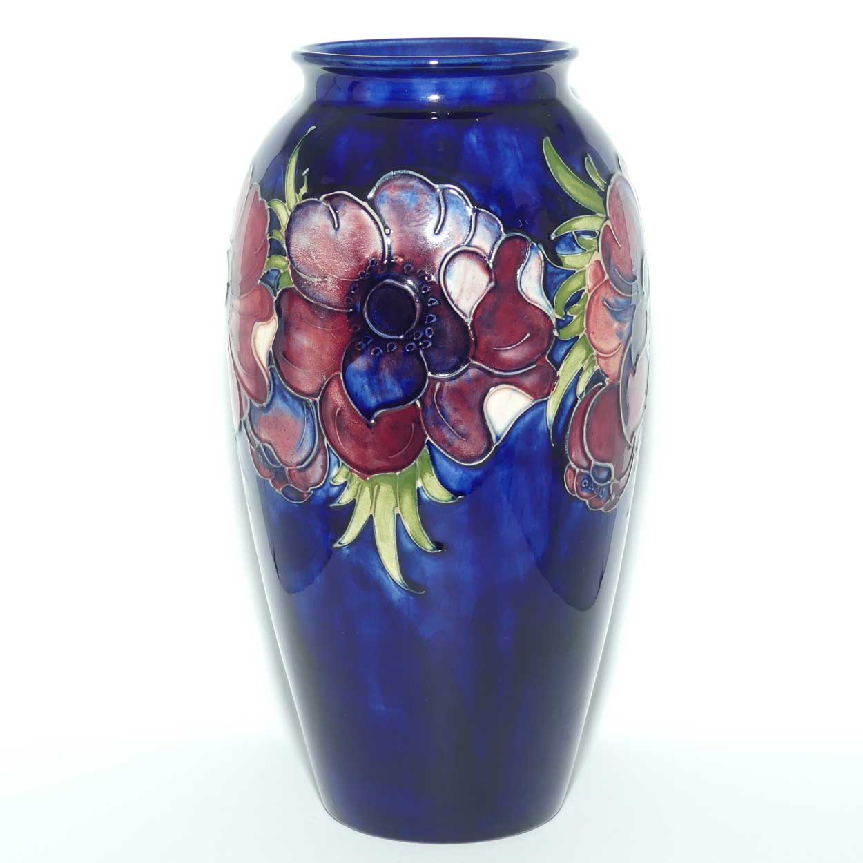 Walter Moorcroft Anemone on Blue ground tall cylinder 393/10 vase | c.1960 | #3