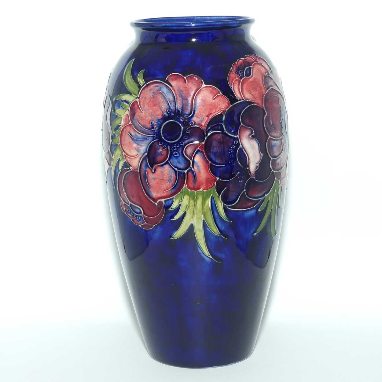 Walter Moorcroft Anemone on Blue ground tall cylinder 393/10 vase | c.1960 | #3