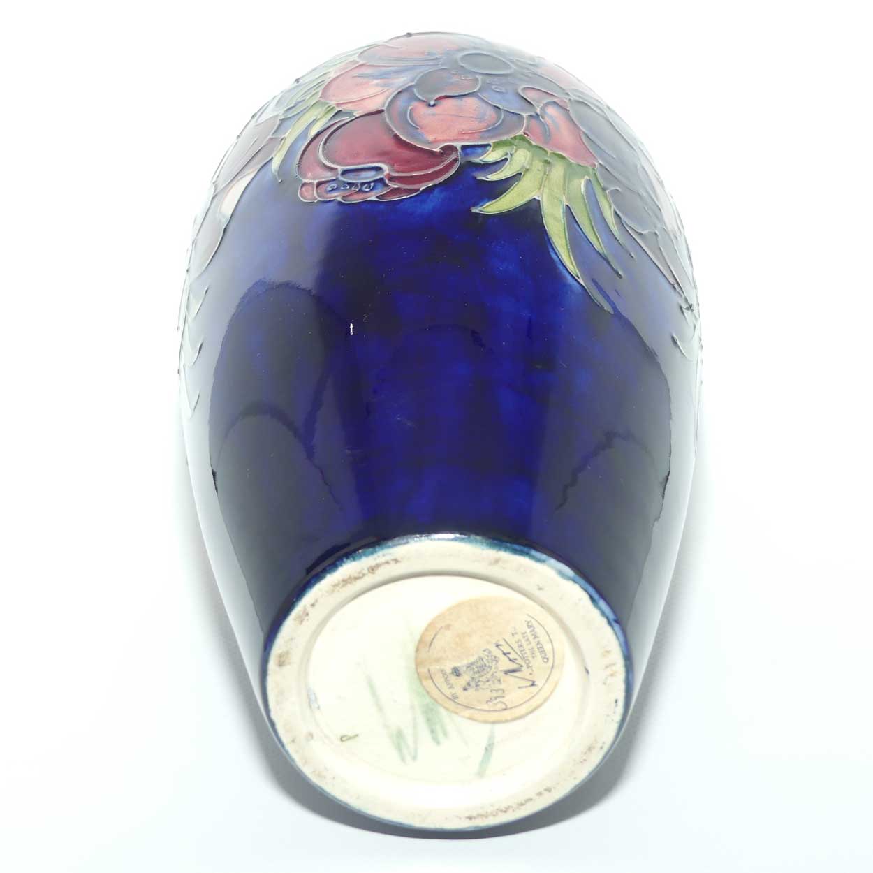 Walter Moorcroft Anemone on Blue ground tall cylinder 393/10 vase | c.1960 | #3