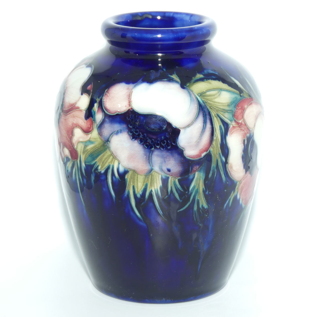 William Moorcroft Anemone bulbous blue vase