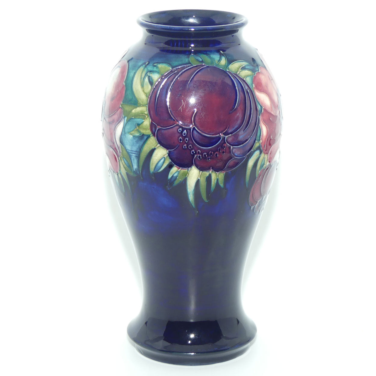 Walter Moorcroft Anemone Blue tall waisted vase