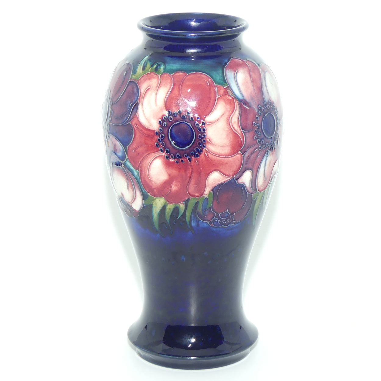 Walter Moorcroft Anemone Blue tall waisted vase