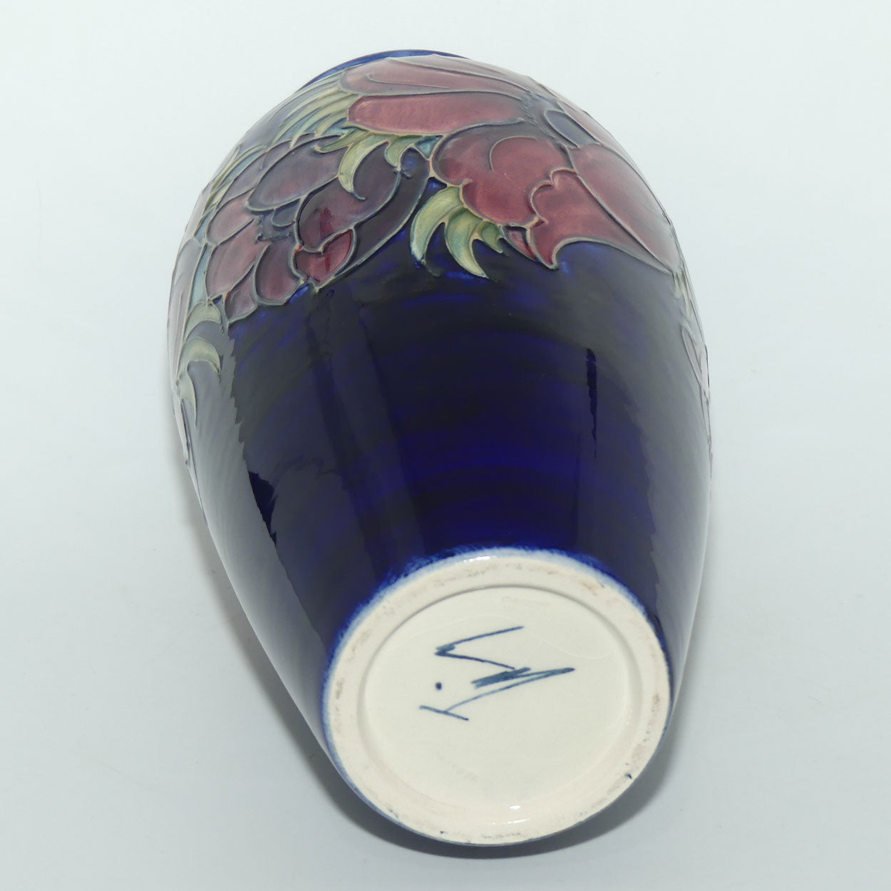Walter Moorcroft Anemone on Blue ground tall cylinder 393/10 vase | c.1970 | #2