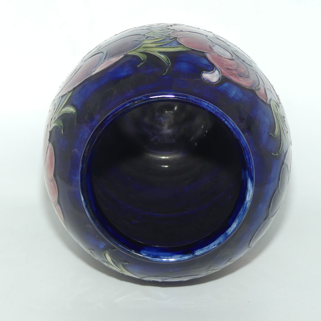 Walter Moorcroft Anemone on Blue ground very tall cylinder vase