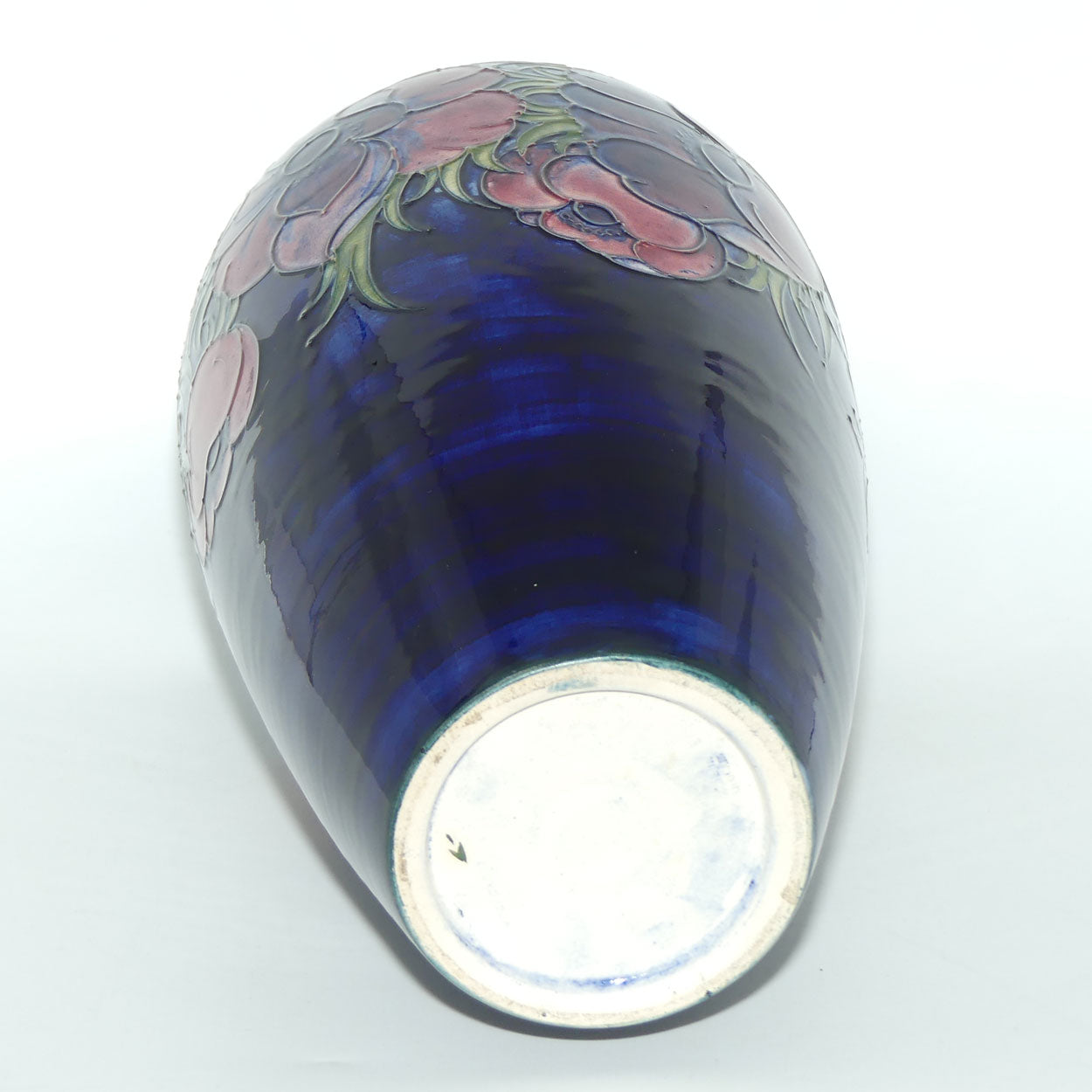 Walter Moorcroft Anemone on Blue ground very tall cylinder vase