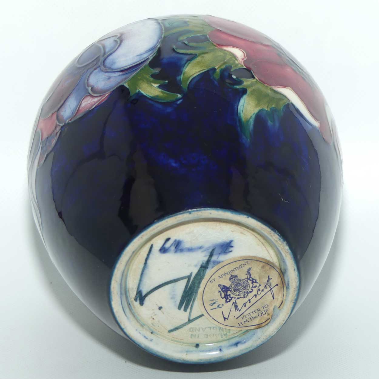 Walter Moorcroft Anemone on Blue ground vase | Shape 189