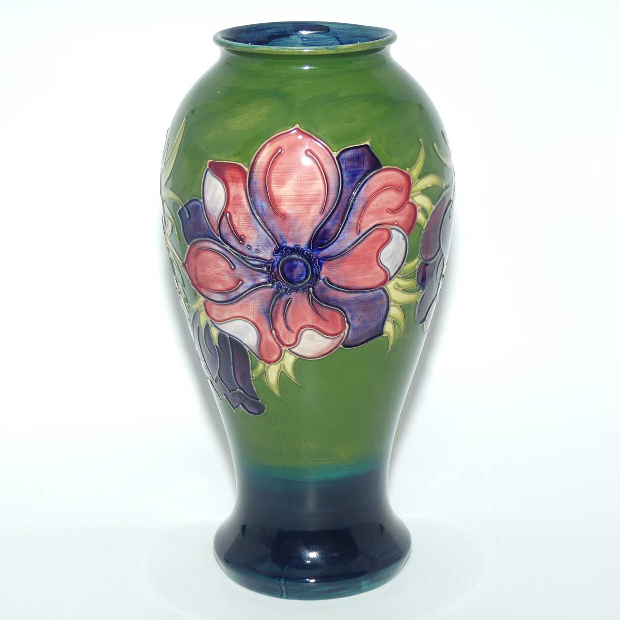 Walter Moorcroft Anemone (Green Blue) bulbous flaired vase