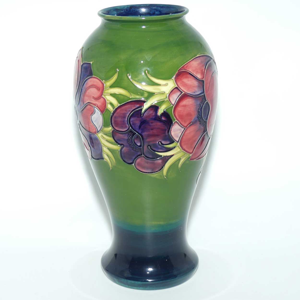 Walter Moorcroft Anemone (Green Blue) bulbous flaired vase