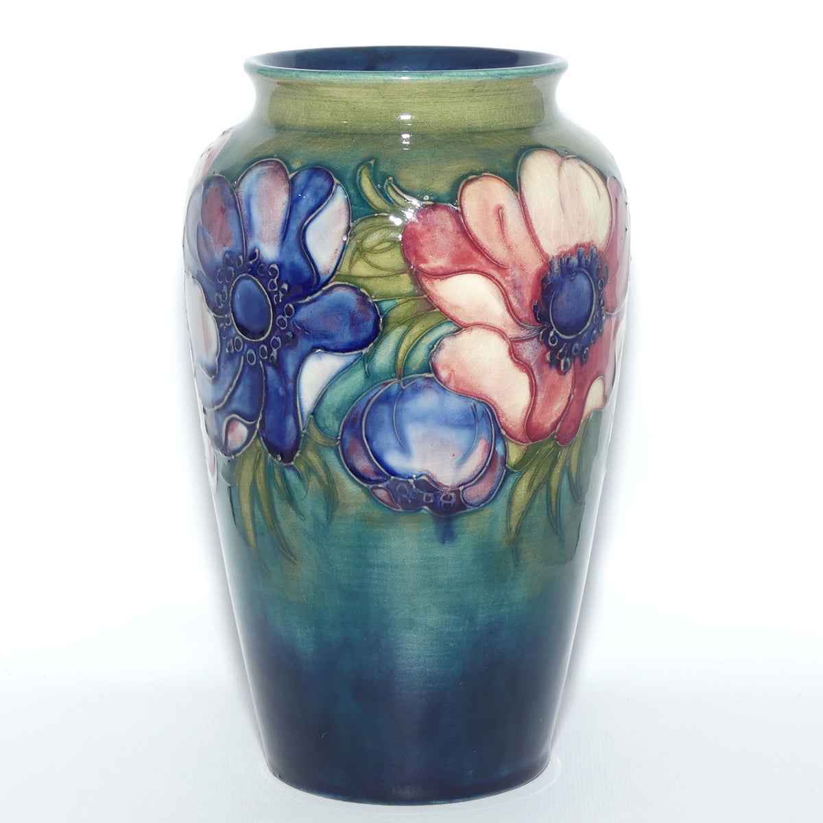 Walter Moorcroft Anemone | Green to Blue cylinder vase