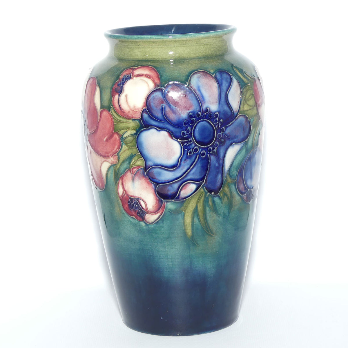 Walter Moorcroft Anemone | Green to Blue cylinder vase