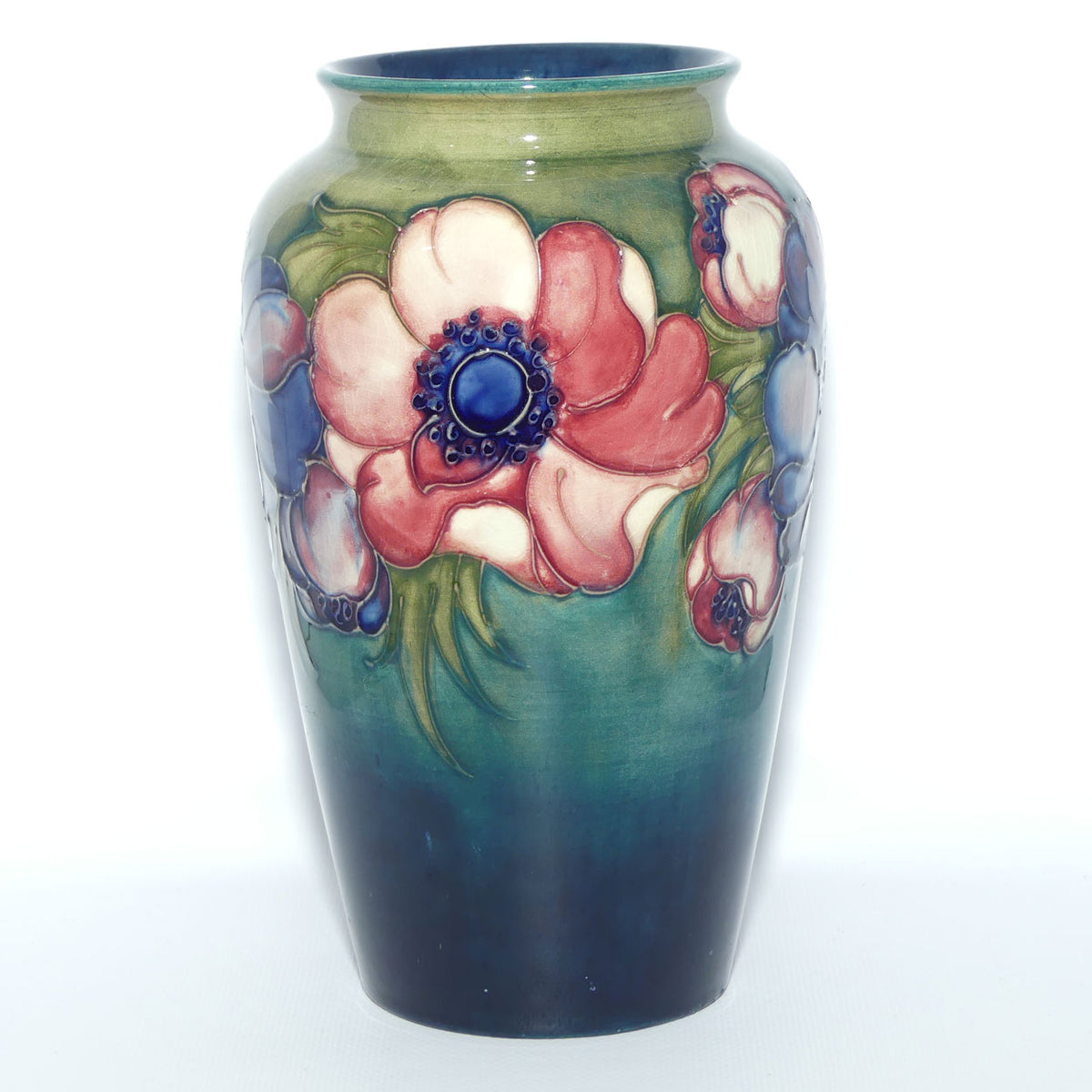 Walter Moorcroft Anemone | Green to Blue cylinder vase