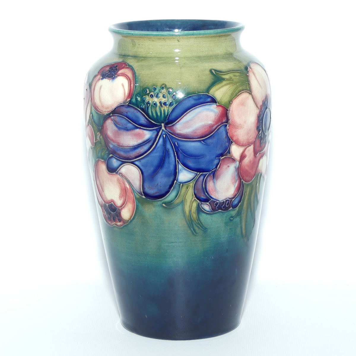 Walter Moorcroft Anemone | Green to Blue cylinder vase