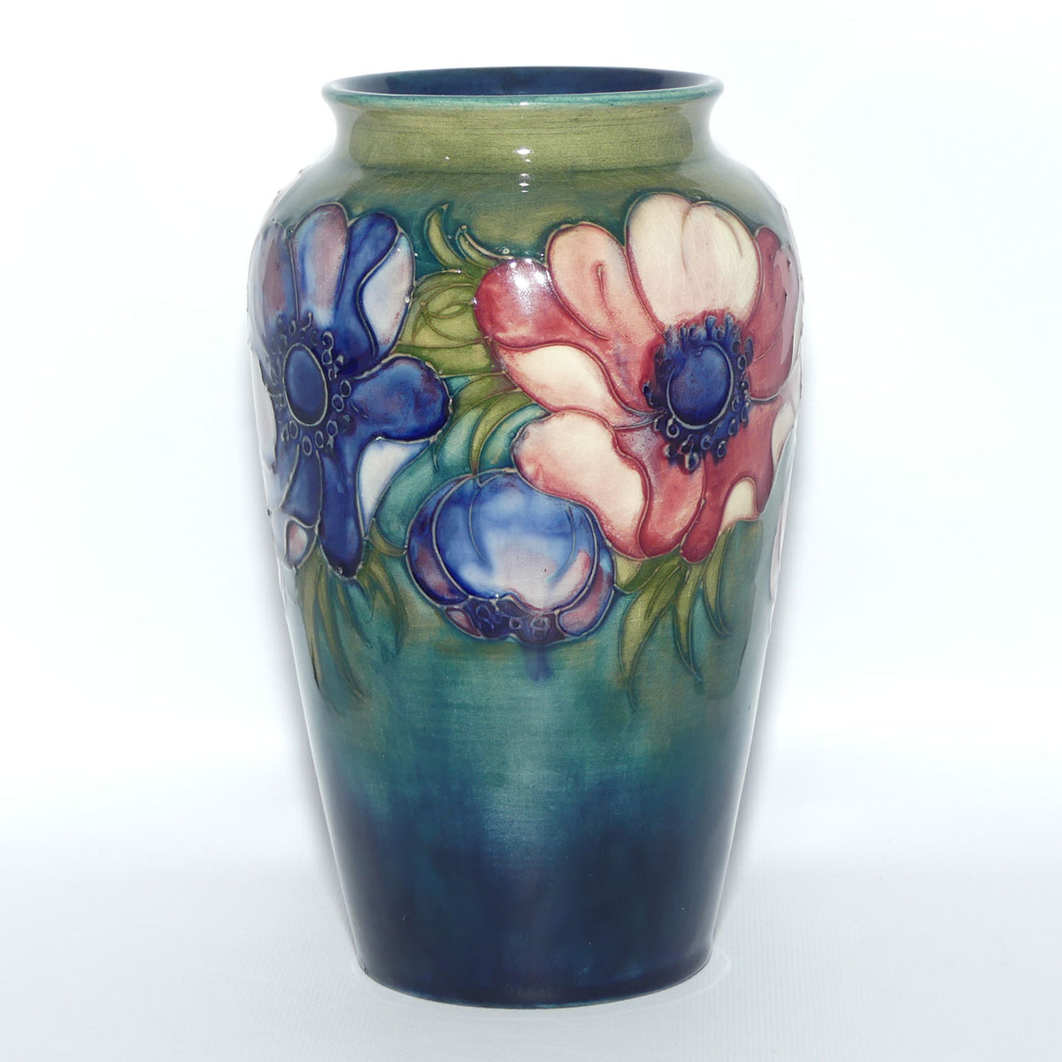 Walter Moorcroft Anemone | Green to Blue cylinder vase