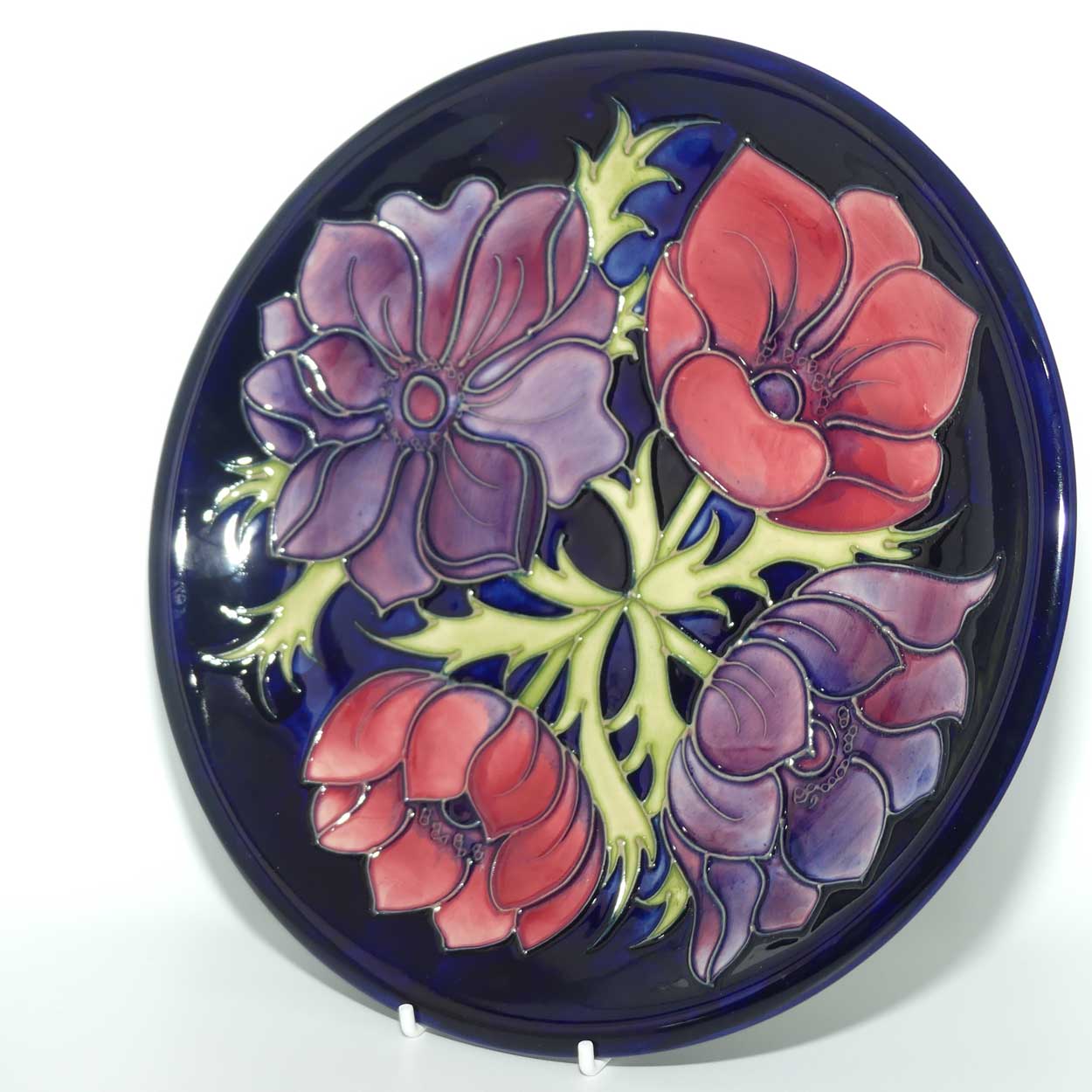 Moorcroft Anemone Revival on Blue 783/10 plate | Bi Colour | boxed