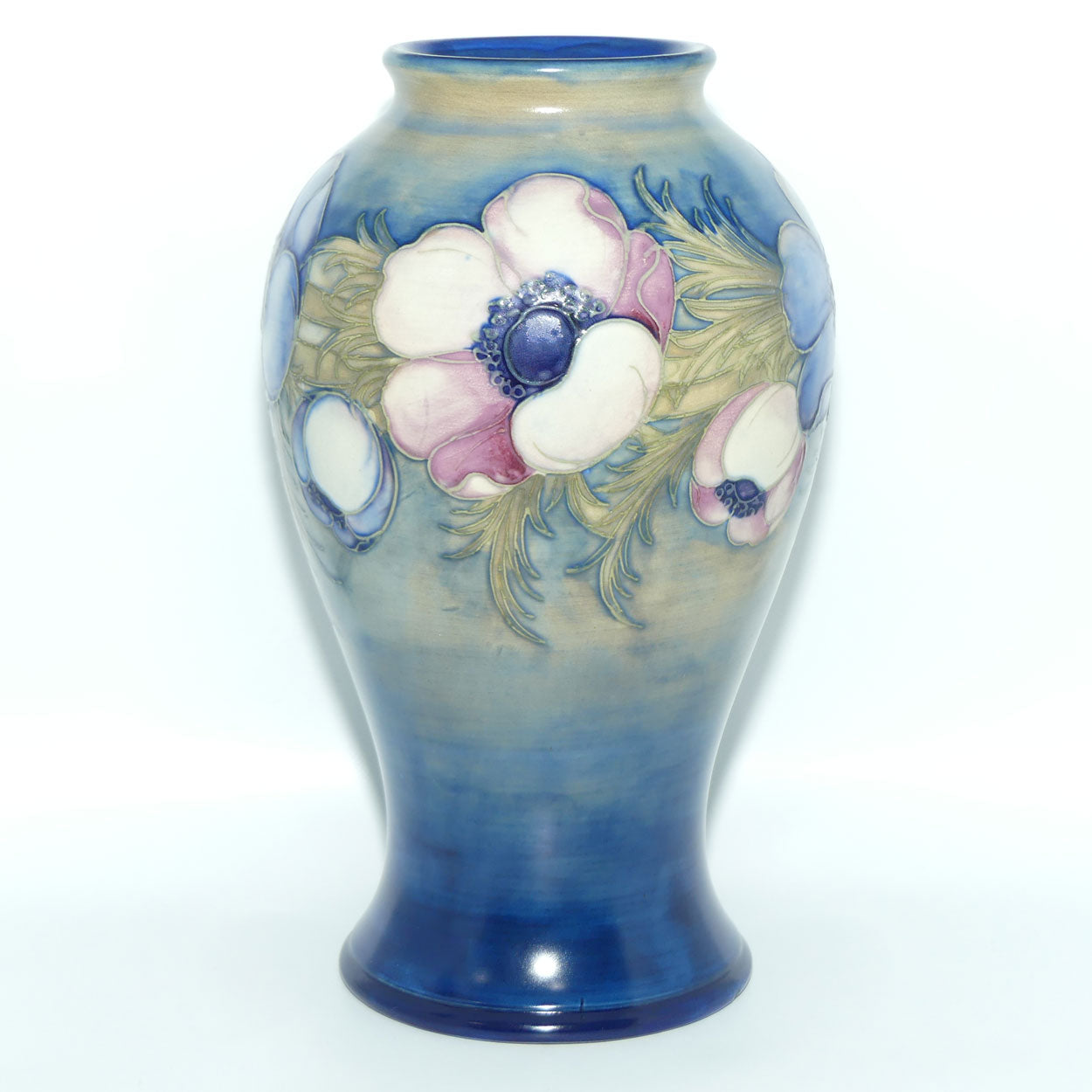 William Moorcroft Anemone Saltglaze reverse bulbous vase