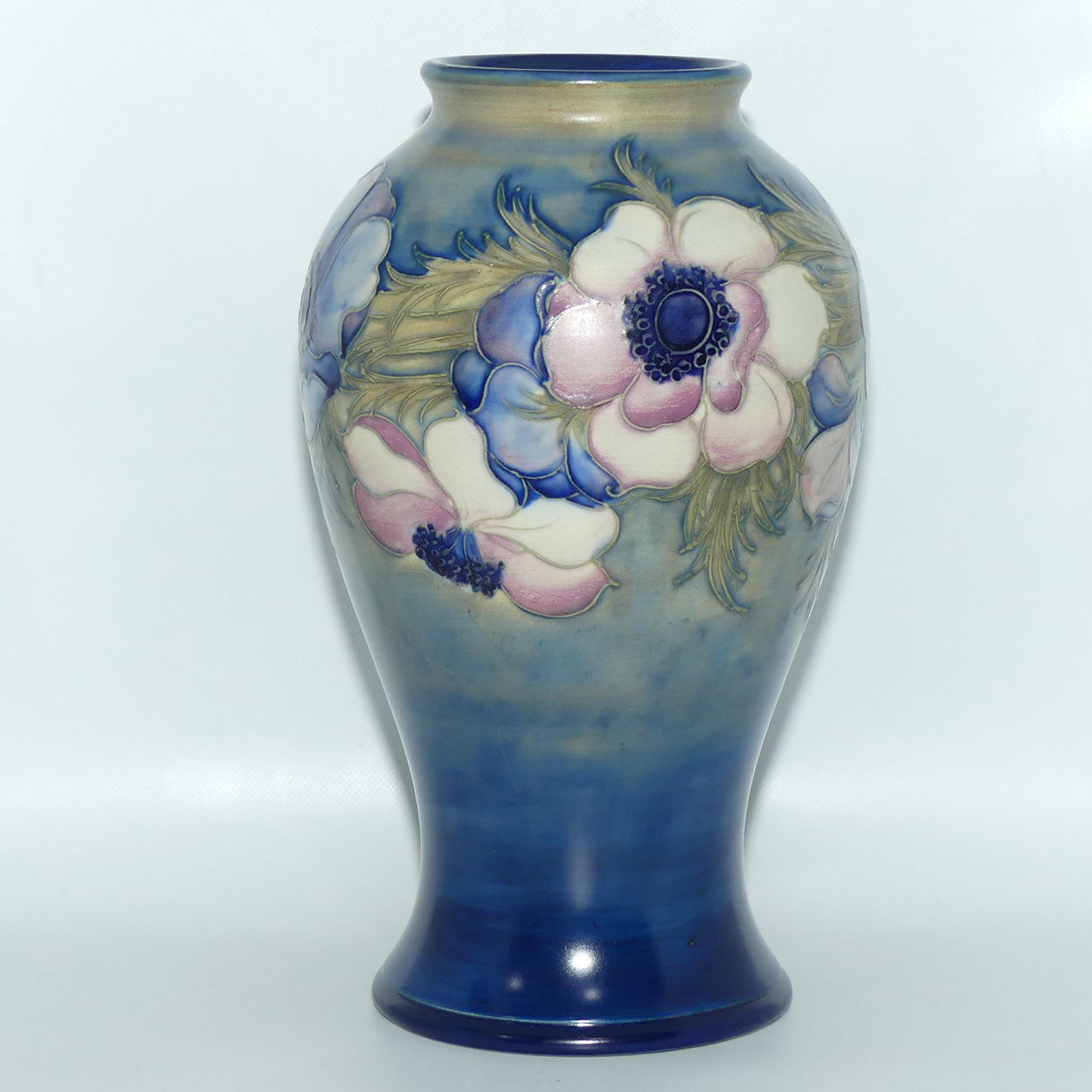 William Moorcroft Anemone Saltglaze reverse bulbous vase