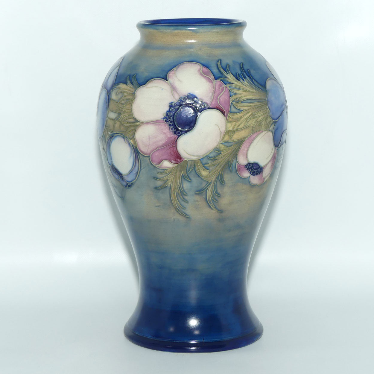 William Moorcroft Anemone Saltglaze reverse bulbous vase