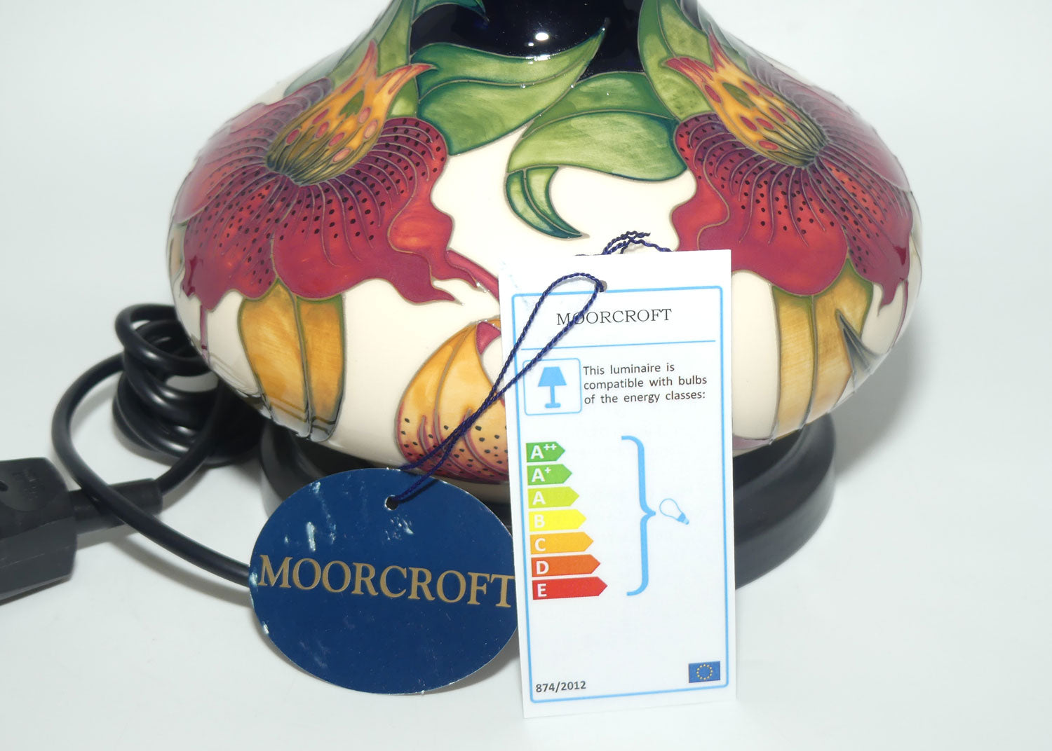 Moorcroft pair of Lamps and Silk Shades | Anna Lily pattern | Shape 32/8