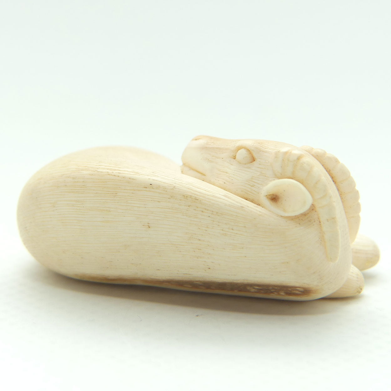 Japanese Carved Ivory miniature Okimono | Recumbent Goat