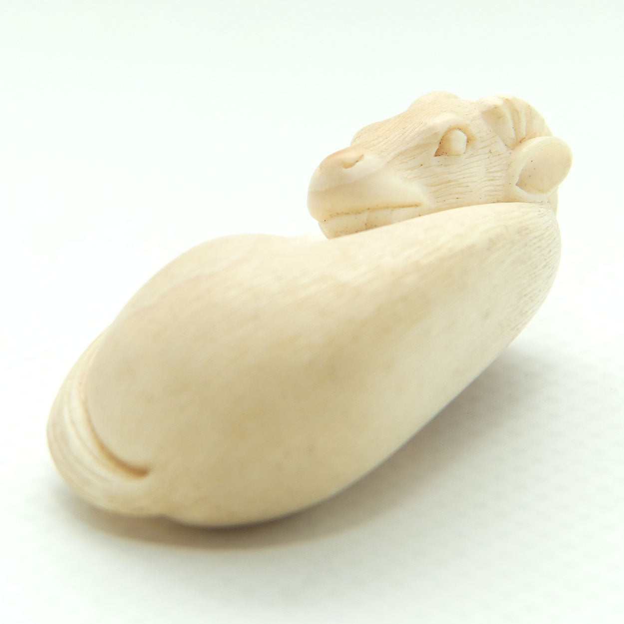 Japanese Carved Ivory miniature Okimono | Recumbent Goat
