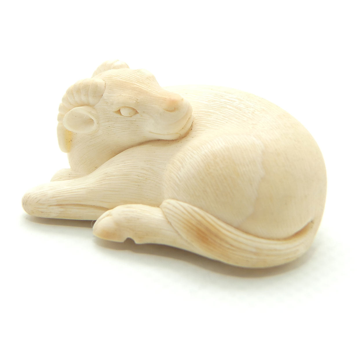 Japanese Carved Ivory miniature Okimono | Recumbent Goat