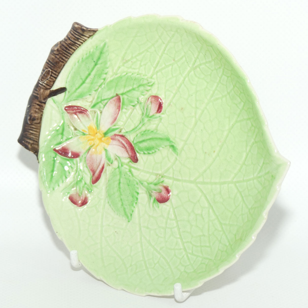 Carlton Ware Apple Blossom pattern small dish | 14cm wide | Green