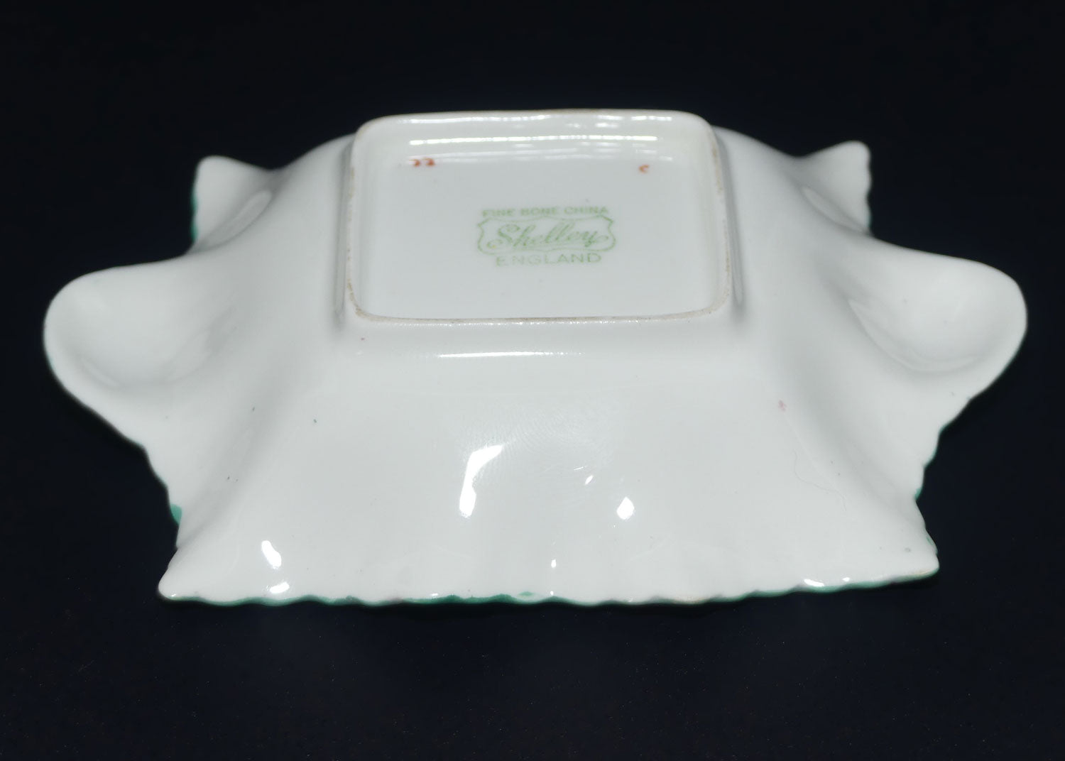 Shelley Apple Blossom Chintz tab handled pin dish