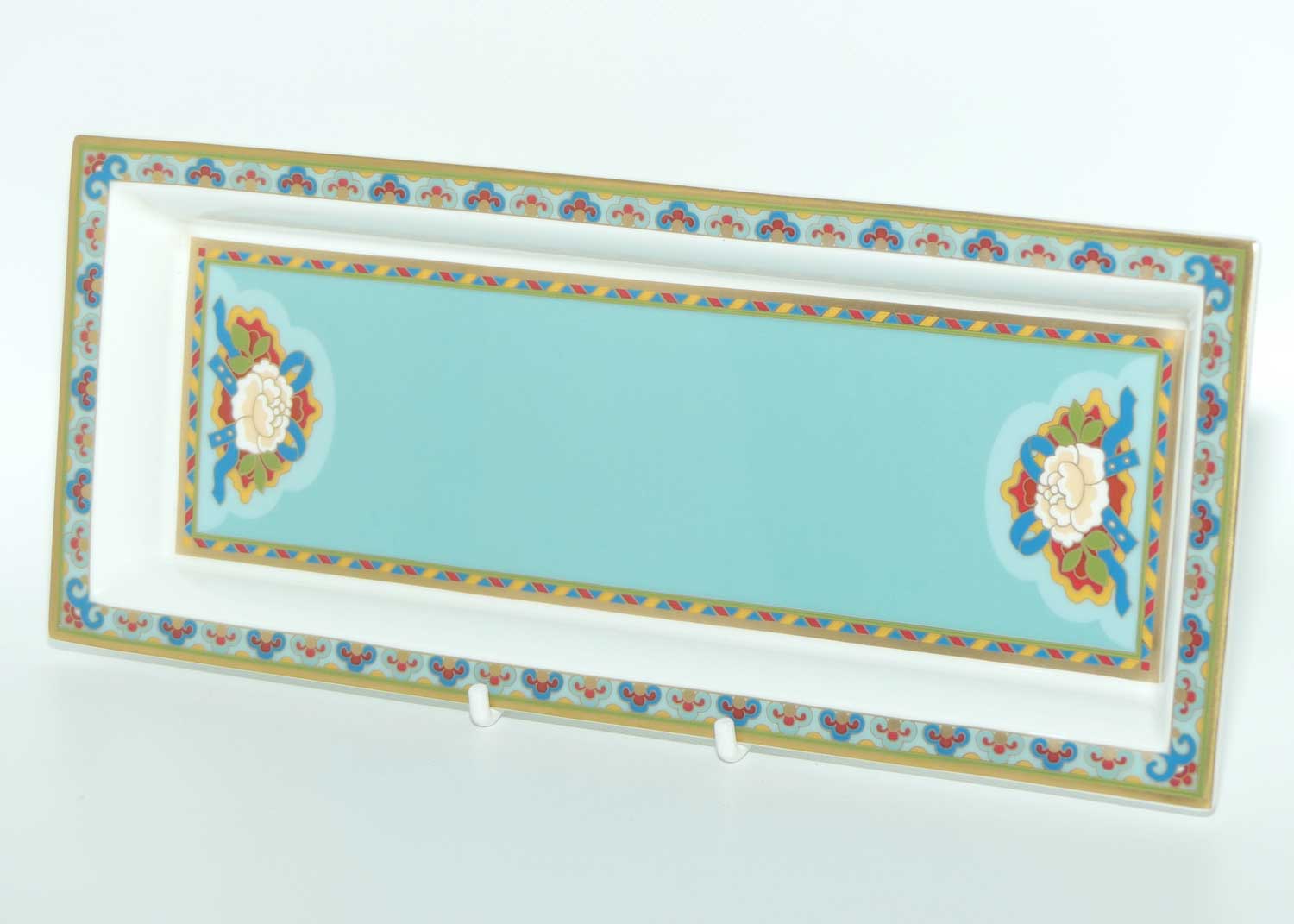 Villeroy and Boch Aqua and Gilt Floral border tray