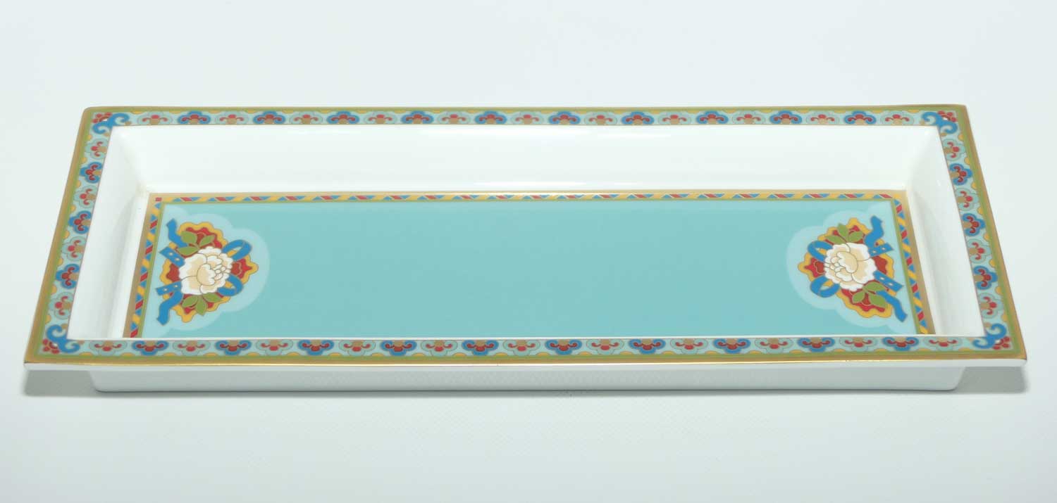 Villeroy and Boch Aqua and Gilt Floral border tray