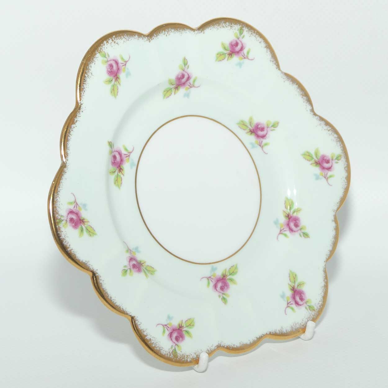 Salisbury Aqua and Rosebuds Gilt Trim tea trio | Unusual Shape