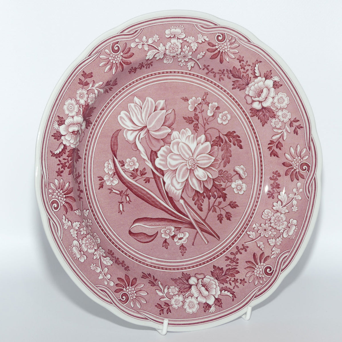 Spode Archive Collection plate | Georgian series | Botanical | Cranberry and White | 26.5cm diam