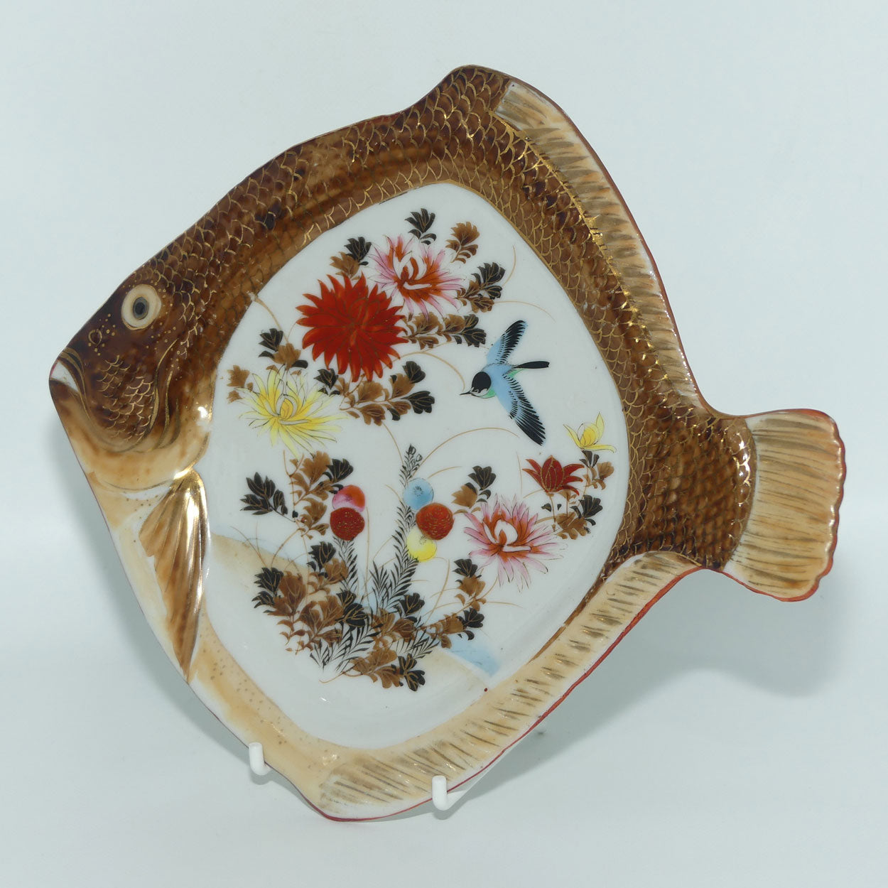 Japanese Arita Ware Fish tray | Blue Bird and Flowers