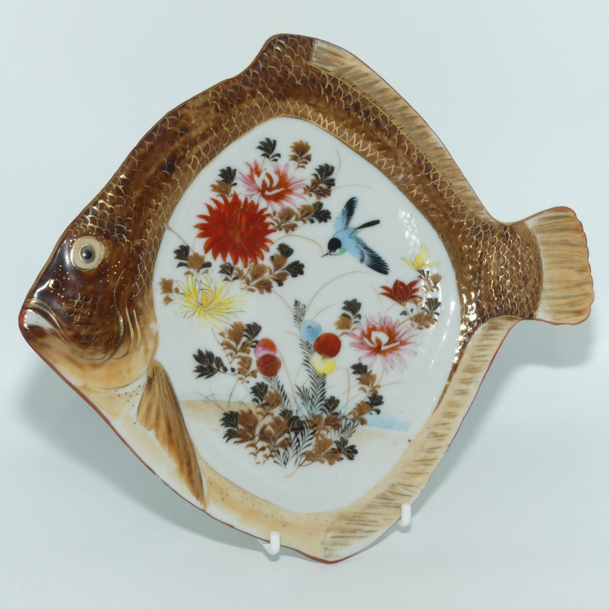 Japanese Arita Ware Fish tray | Blue Bird and Flowers