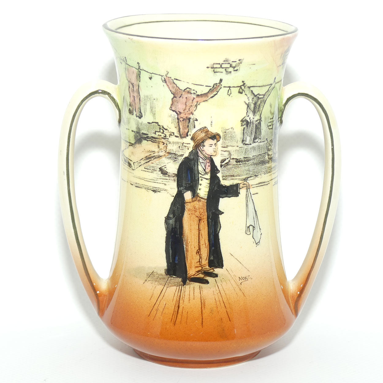 Royal Doulton Dickens Artful Dodger twin handle vase D5175