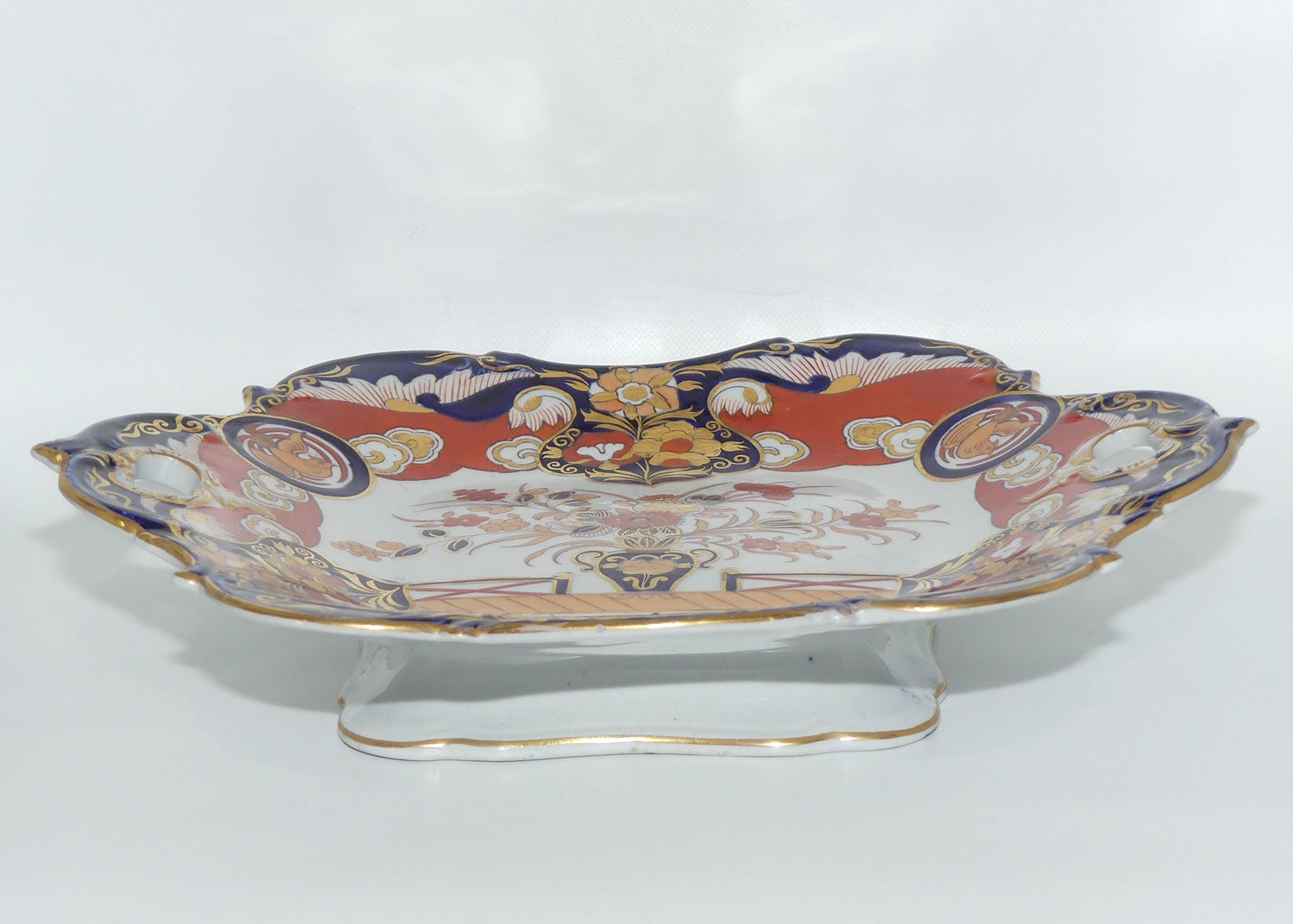 Masons | Ashworth Ironstone Aesthetic Traditional Red and Blue two handled comport | c.1870