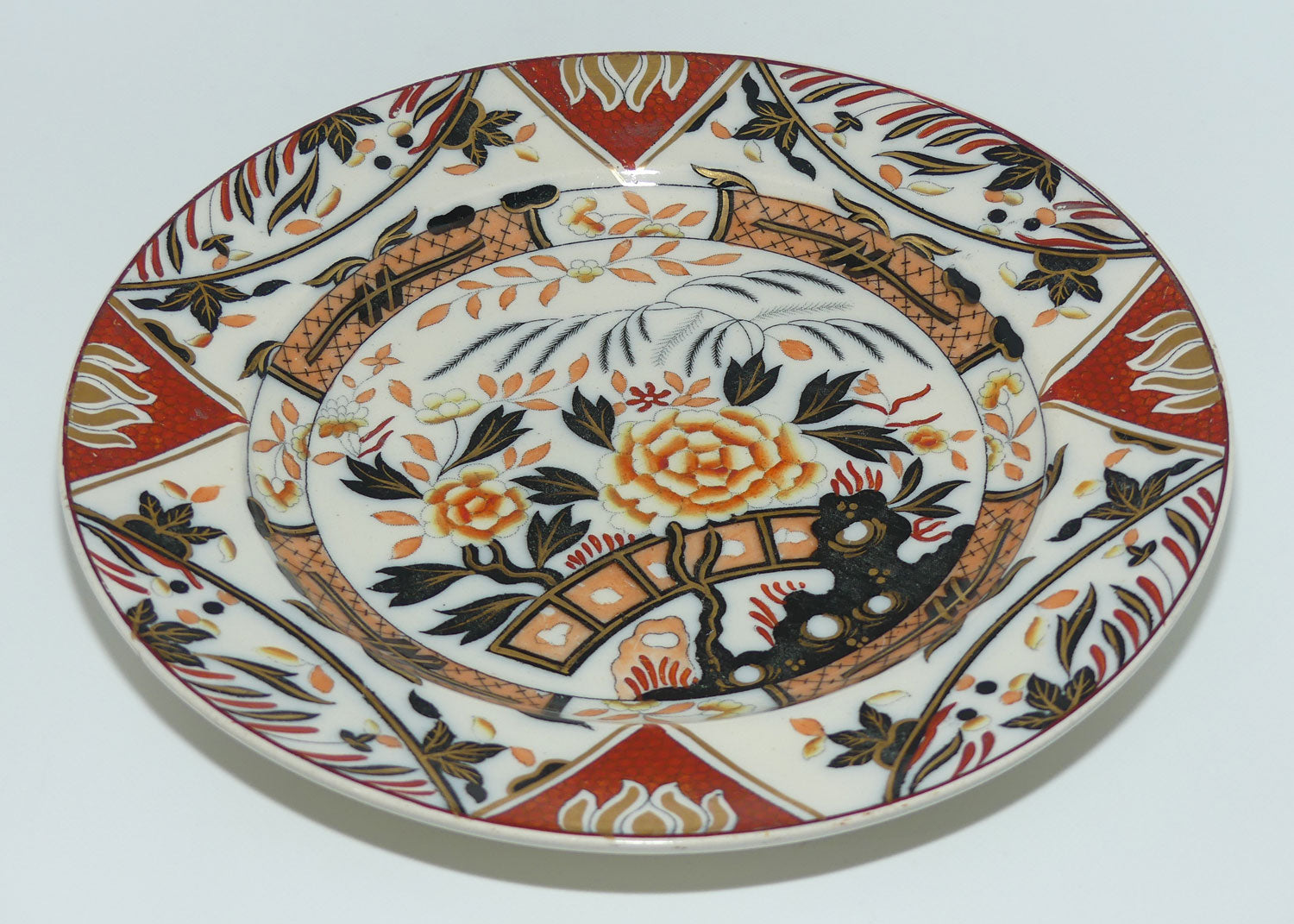 Masons | Ashworth Ironstone Aesthetic Traditional Red and Black floral plate c.1875