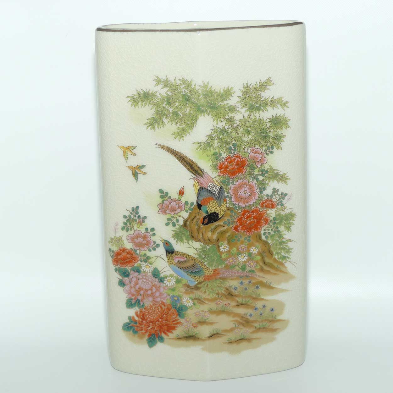 Japanese Pottery vase decorated with Asiatic Pheasants | Letterbox shape