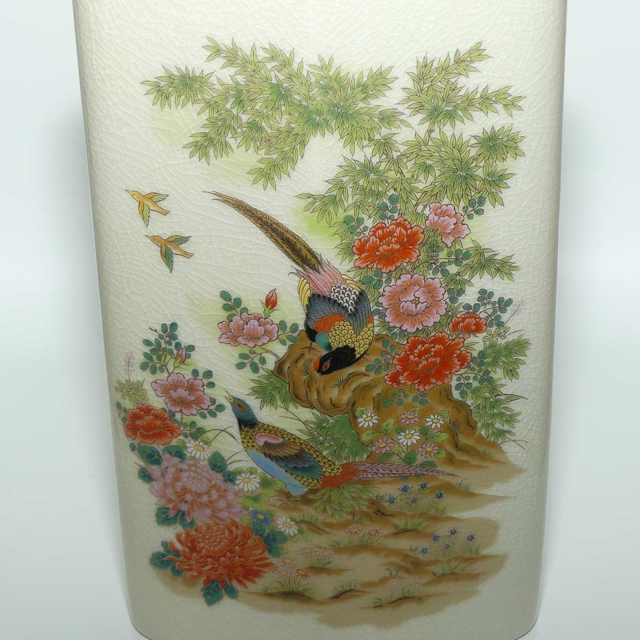 Japanese Pottery vase decorated with Asiatic Pheasants | Letterbox shape
